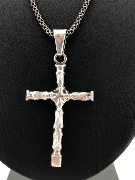 Lot Sterling Silver Cross Pendant Necklace