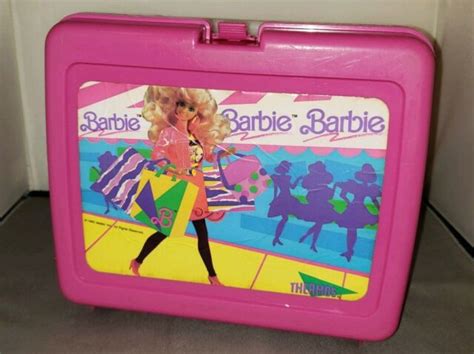 vintage barbie lunchbox with thermos mattel inc 1990 pink ebay