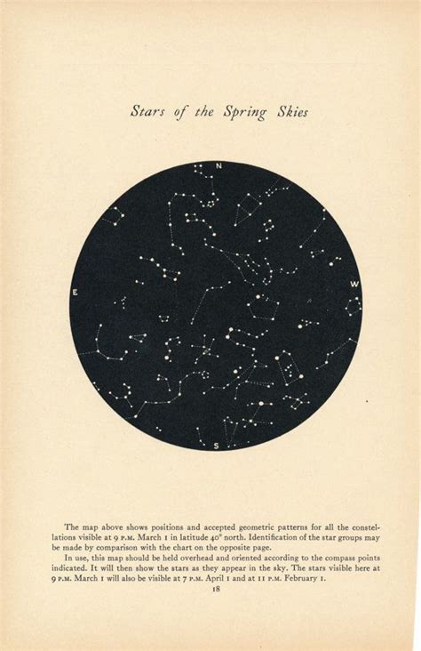 1935 Antique Star Chart Etsy Star Chart Antiques Chart