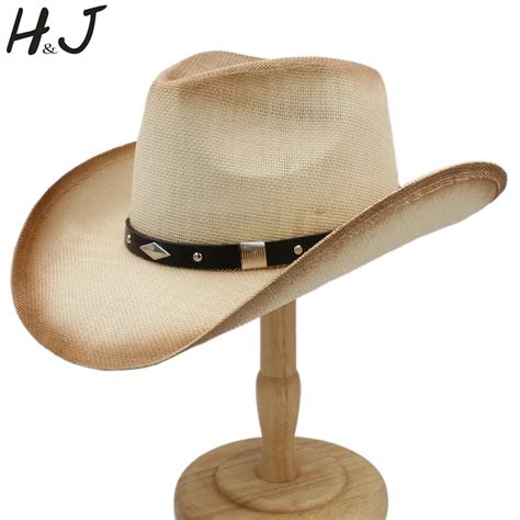 Handmade Weave Cowboy Hat For Men Western Hat Straw Beach Sun Sombrero