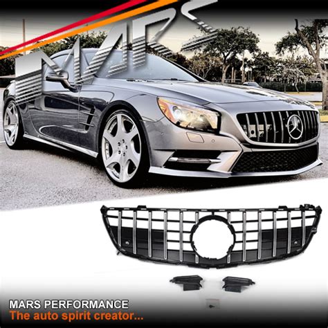 Chrome Black Amg Gt R Style Front Bumper Grille Grill For Mercedes Benz