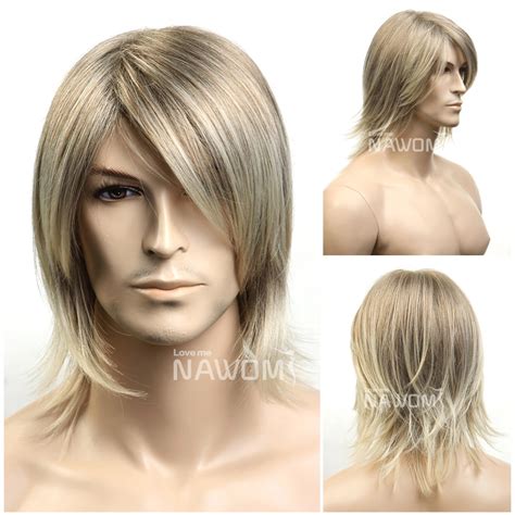 Hot Short Blonde Straight Hair Wig For Men Party Cosplay Halloween