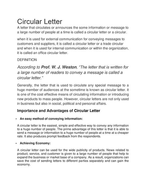 Circular Letter When It Is Used For External Communication For
