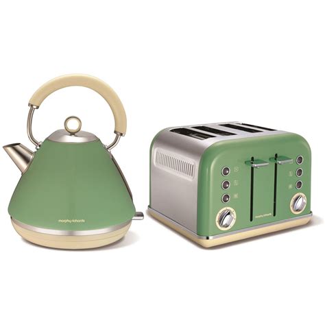Morphy Richards Accents Green Stainless Steel Kettle Jug And 4 Slice