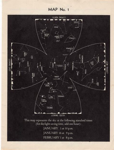 C 1942 Set Of 12 Month Constellation Maps Original Vintage Etsy