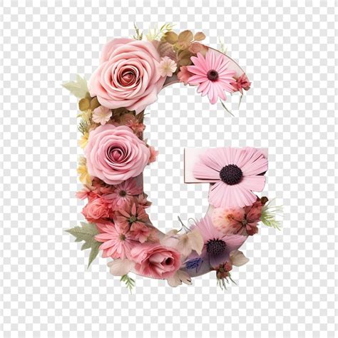 Free Psd Letter G With Flower Elements Flower Made Of Flower 3d