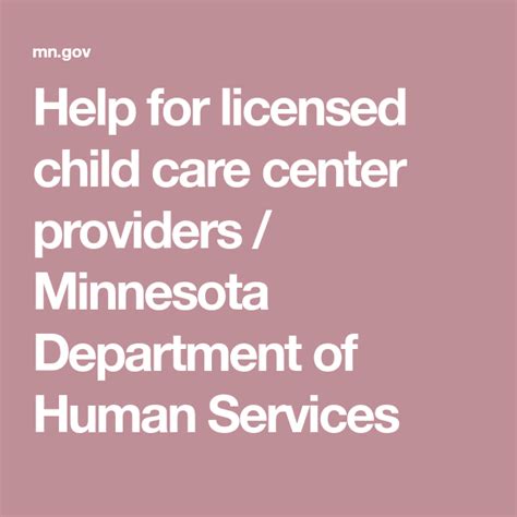 Help For Licensed Child Care Center Providers Minnesota Department Of