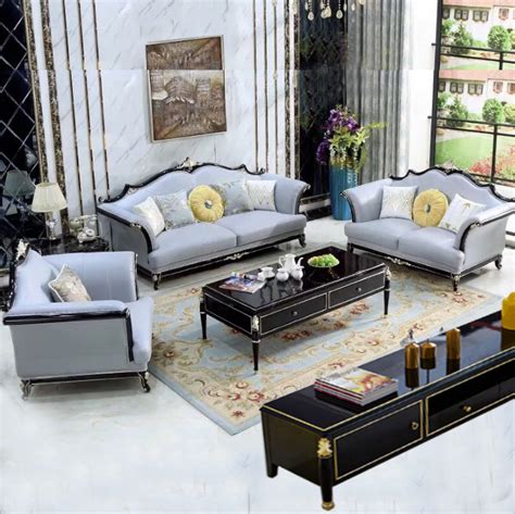 European Style 12 3 Seat Full Leather Sofa Set Living Room Furniture