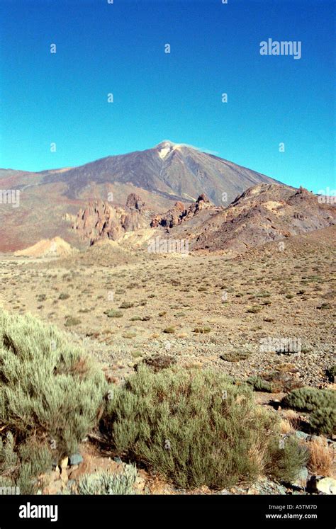 A View Of The Volcanic Mountain Mt Teide Tenerife National Park