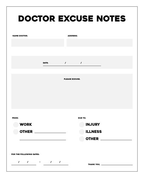 Free Printable Fake Dr Excuses Printable Templates