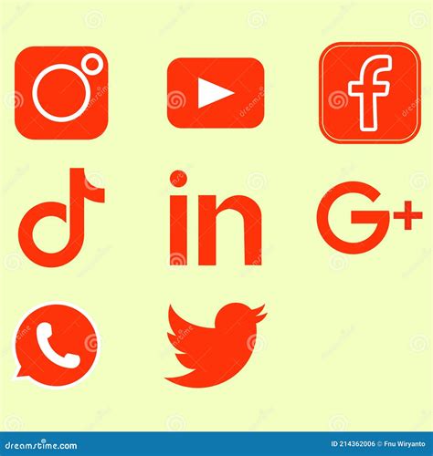 Social Media Icons Set Orange Vector Editorial Photo Illustration Of