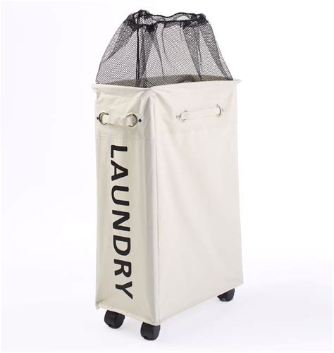Rolling Clothes Laundry Hamper with Mesh Top and Drawstring - Walmart ...