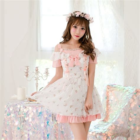 Princess Sweet Lolita Candy Rain Dress Japanese Floral Chiffon Dress