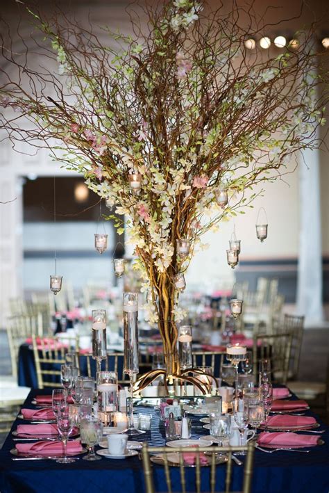Beautiful Wedding Centerpiece With Curly Willow Branches Orchids And Candlel Beautiful