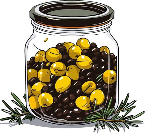 Premium Vector Canned Olives In Glass Jar Vector Llustration Outline Food Product In Retro