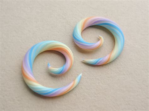 Rainbow Spiral Gauges Or Fake Gauge Earrings Ear Gauges Spiral Plugs