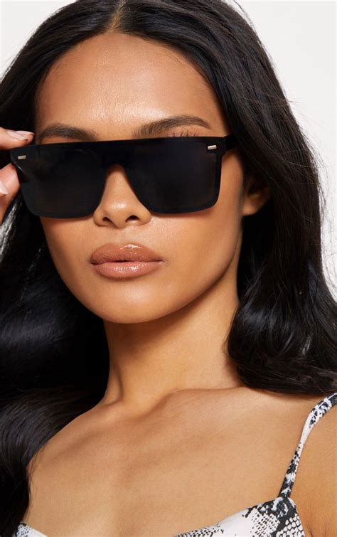 Black Oversized Resin Frame Fade Lens Sunglasses Sunglasses Women
