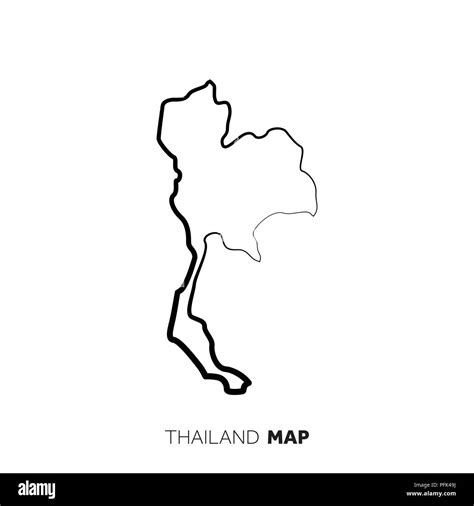 Thailand Vector Country Map Outline Black Line On White Background Stock Vector Image Art Alamy