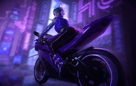 4k Free Download Sci Fi Cyberpunk Motorcycle Woman Futuristic Hd