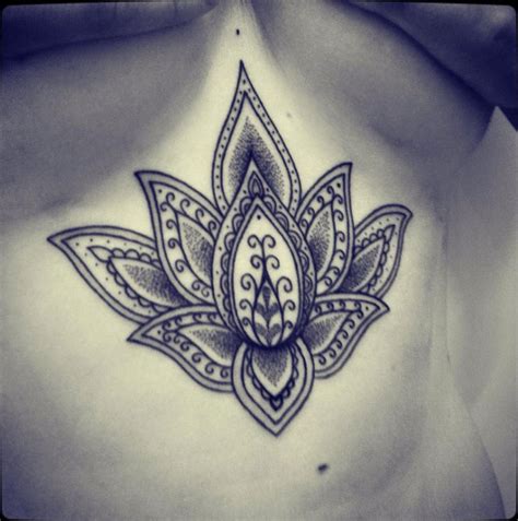 Dotwork Lotus Flower Tattoo