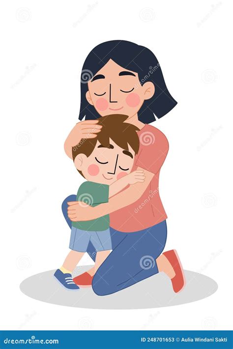 mother hugs her son illustration stock illustration illustration of mother mothers 248701653