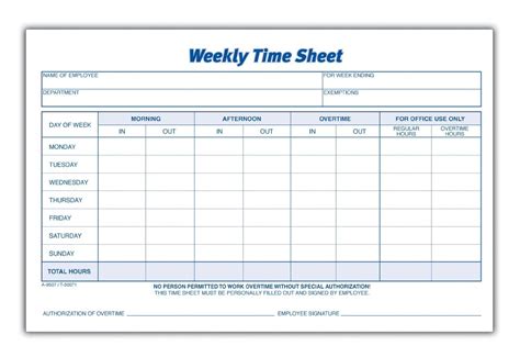 Free Printable Weekly Time Sheet
