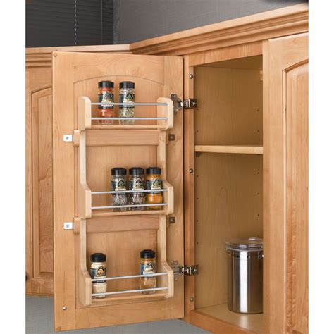Kitchen cabinet organizer shelf white made by design. Rev-A-Shelf Cabinet Door Mount 3 Shelf Spice Rack ...