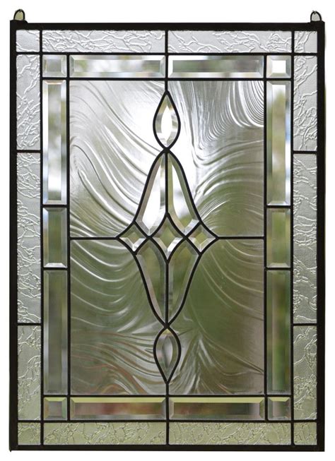 All Clear Stained Glass Beveled Window Panel 19 X 27 Victorian