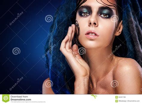 Bodyart Model Girl Portrait With Colorful Paint Make Up Woman Bright Color Makeup Closeup Of