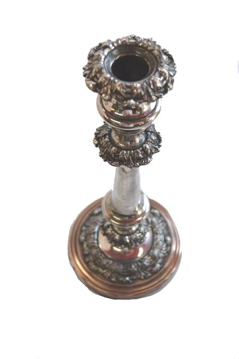 19th Century Georgian Sheffield Silver Plate Candlesticks Pair For