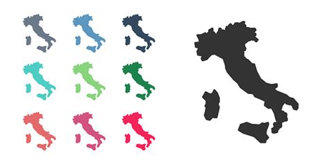 Icona Mappa Nera Dellitalia Isolata Su Sfondo Bianco Imposta Icone