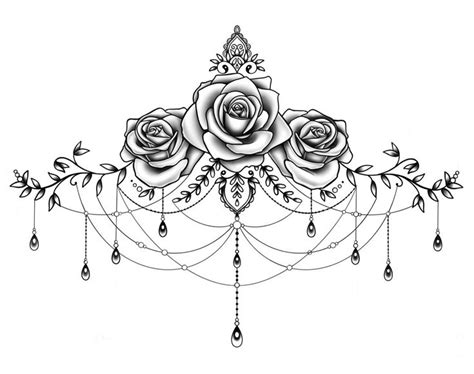 Rose Vines Ornamental Sternum Tattoo Design Chest Tattoos For Women