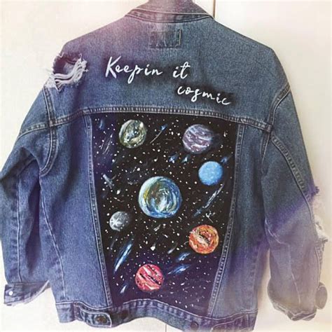 When jean paints, she uses her. Hand Painted Customized Vintage Denim Jacket Keepin it ...
