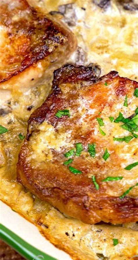 I have not had a chance to try this with cream of mushroom soup, but think it would work as well. campbells mushroom soup pork chops and scalloped potatoes