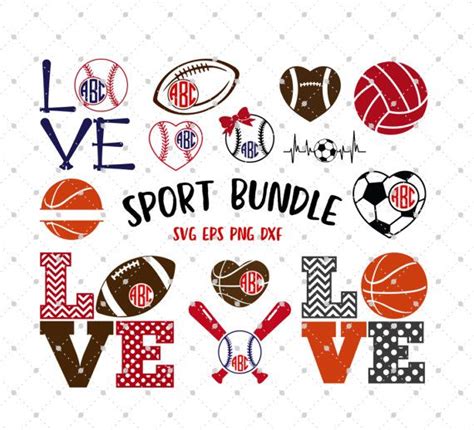 Download Sport SVG bundle, Sports Monogram SVG, Baseball Football Basketball Volleyball monogram svg ...