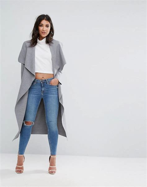 Missguided Gray Oversized Waterfall Duster Coat Gray Latest Fashion Clothes Waterfall