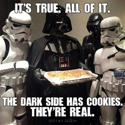 Come To The Dark Side We Have Cookies Dark Side Star Wars Star Wars Nerd Star Wars Memes