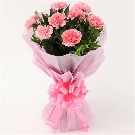 Buysend Beautiful 8 Pink Carnations Bouquet Online Ferns N Petals