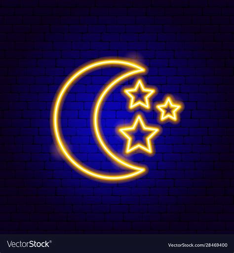 Night Moon Stars Neon Sign Royalty Free Vector Image