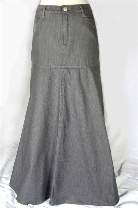 London Mist Long Gray Denim Skirt Modest Outfits Diy Denim Skirt