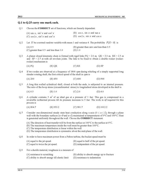Previous Year Question Papers Of Mechanical Engineering Of Gate Exam