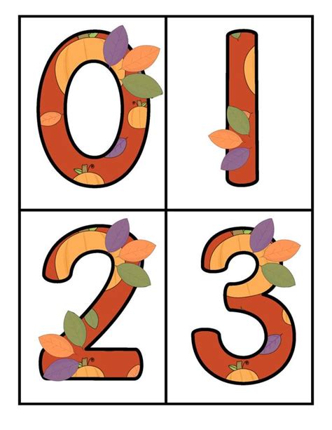 Large Number Cards 0 20 Fall Theme Autumn Theme Fall Kindergarten