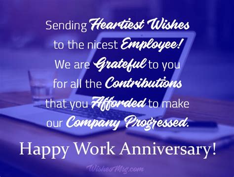 Work Anniversary Wishes And Appreciation Messages Wishesmsg