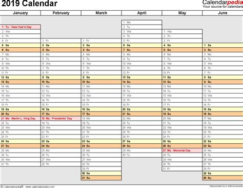 Excel Calendar Template 2019 Free Printable Calendar Riset