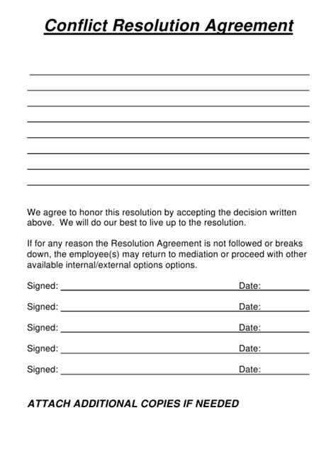 Nevada Conflict Resolution Agreement Form Download Printable Pdf