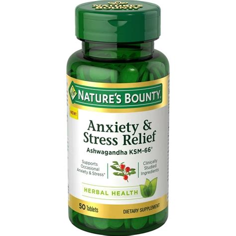 Natures Bounty Anxiety And Stress Relief Supplement Ashwagandha Ksm 66 50 Ct