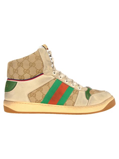 Gucci Gucci Mens Screener Gg High Top Sneaker Ivory 10976568 Italist