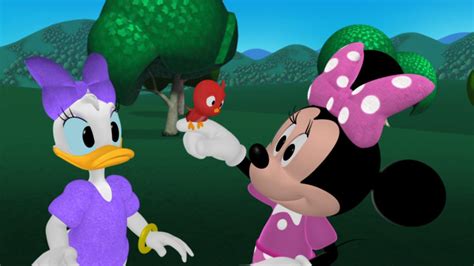 Minnie And Daisy Taking A Look At The Little Red Bird In The Mickey Mouse