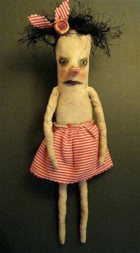 a weird art doll in red stripes weird doll bizarre spooky odd sandy mastroni doll head doll