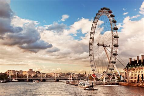 England Rivers Sky London Ferris Wheel Clouds Thames River Skyline The